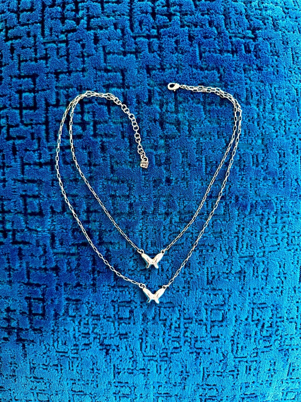 Uno de 50 Double Butterfly Silver Necklace